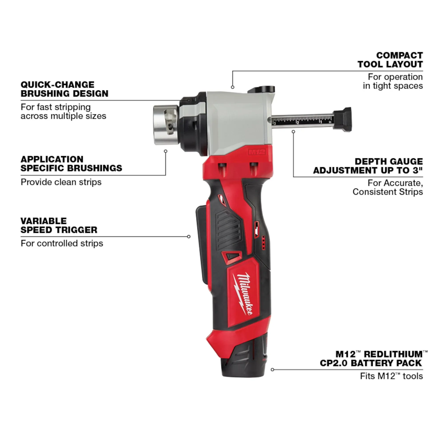Milwaukee 2435CU-21S, M12 Cable Stripper Kit with 17 Cu THHN / XHHW Bushings