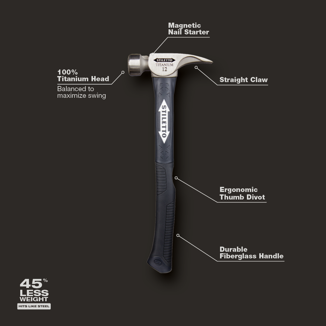 Stiletto TI12MC-F, 12 Oz Titanium Milled Face 16" "Hybrid" Fiberglass Handle