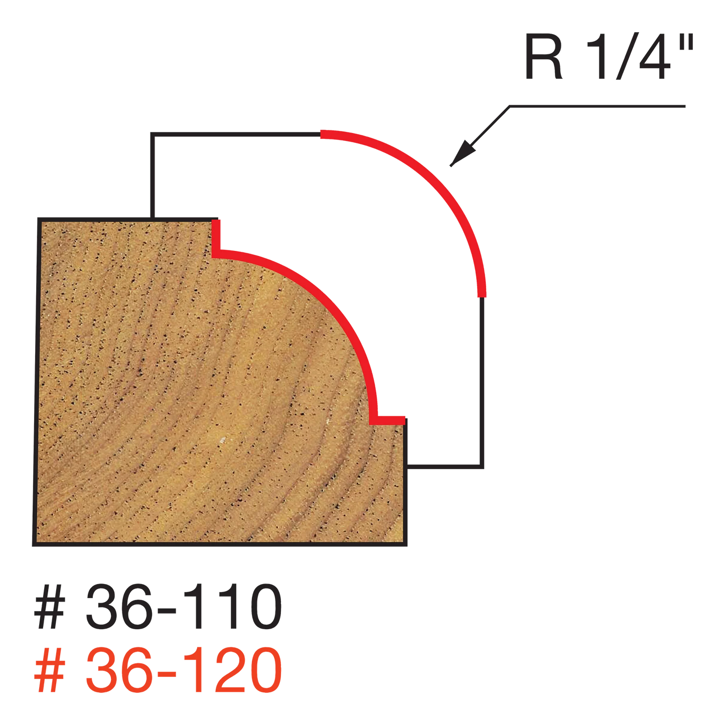 Freud 36-110, Carbide Router Bit - 1" x 2-3/16" Beading Bit (1/4" Large Radius)