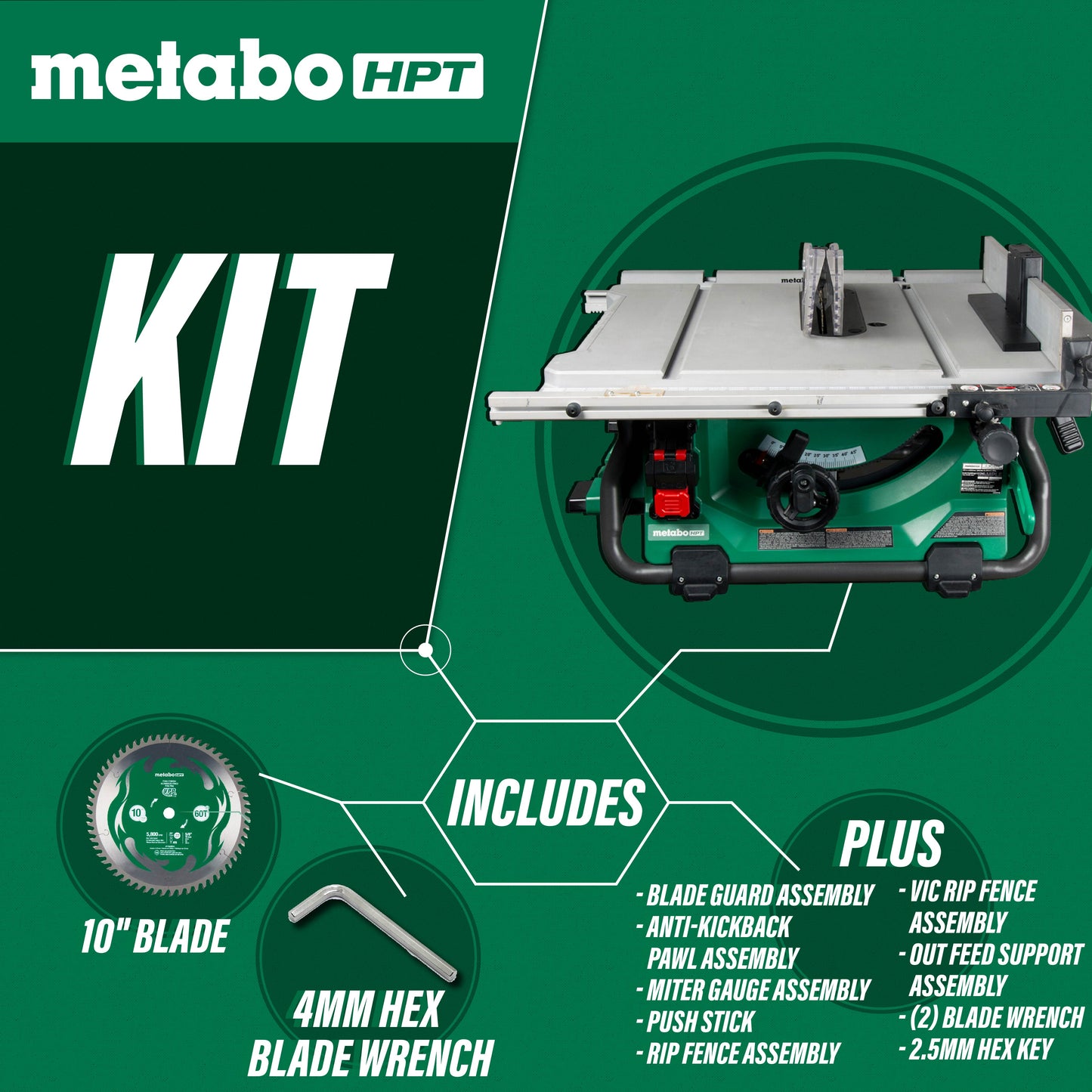 Metabo HPT C3610DRJQ4, 36V Multivolt 10" Table Saw (Tool Only)