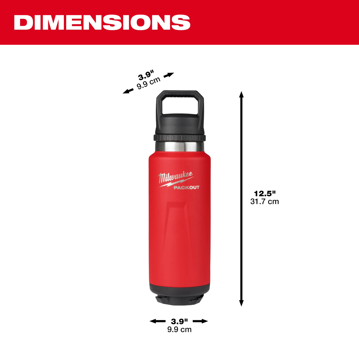 Milwaukee 48-22-8397R, PACKOUT™ 36oz Insulated Bottle with Chug Lid Red