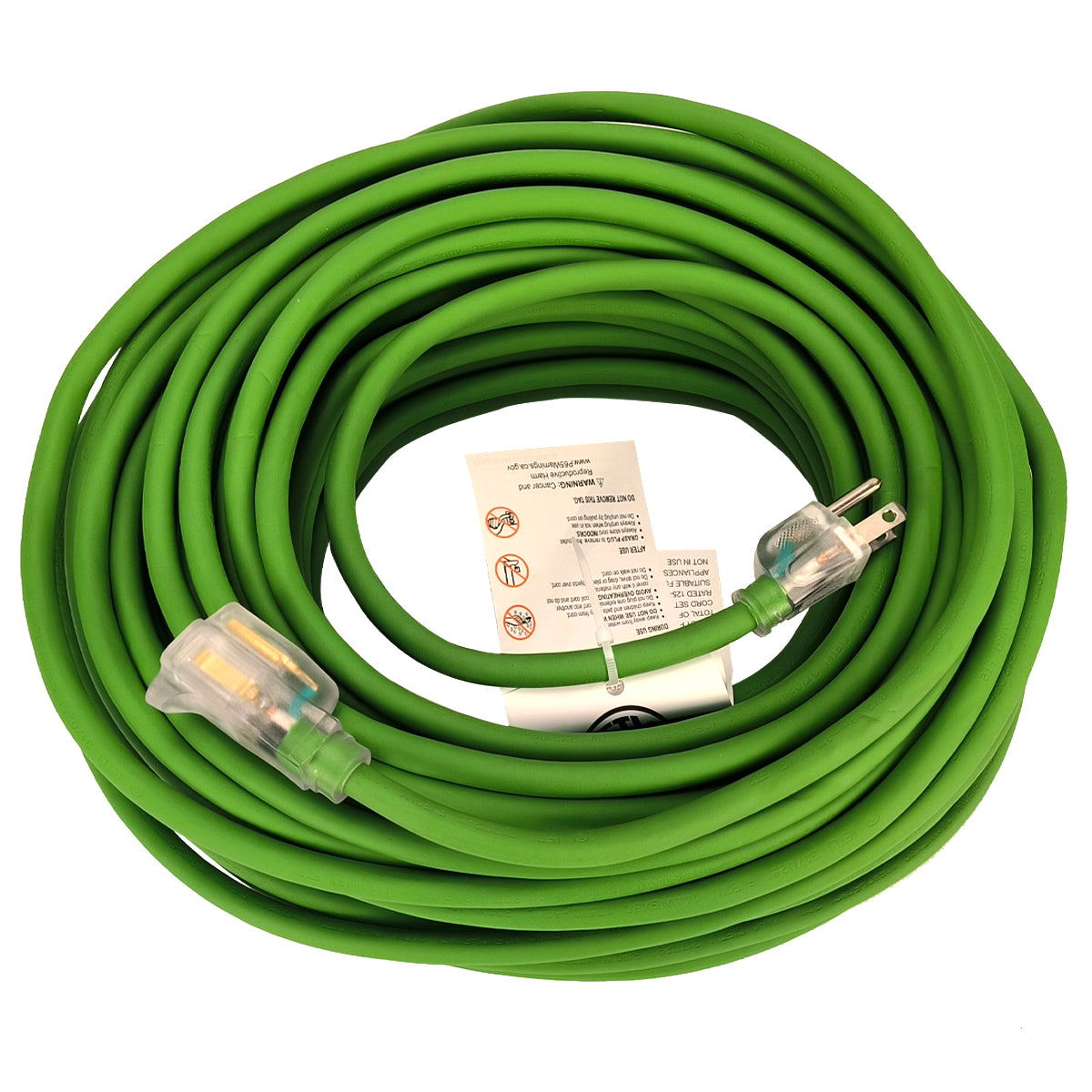 Toolway 140015, Extension Cord Outdoor SJEOW 14/3 Lighted Single Tap Green 100ft/30.48m