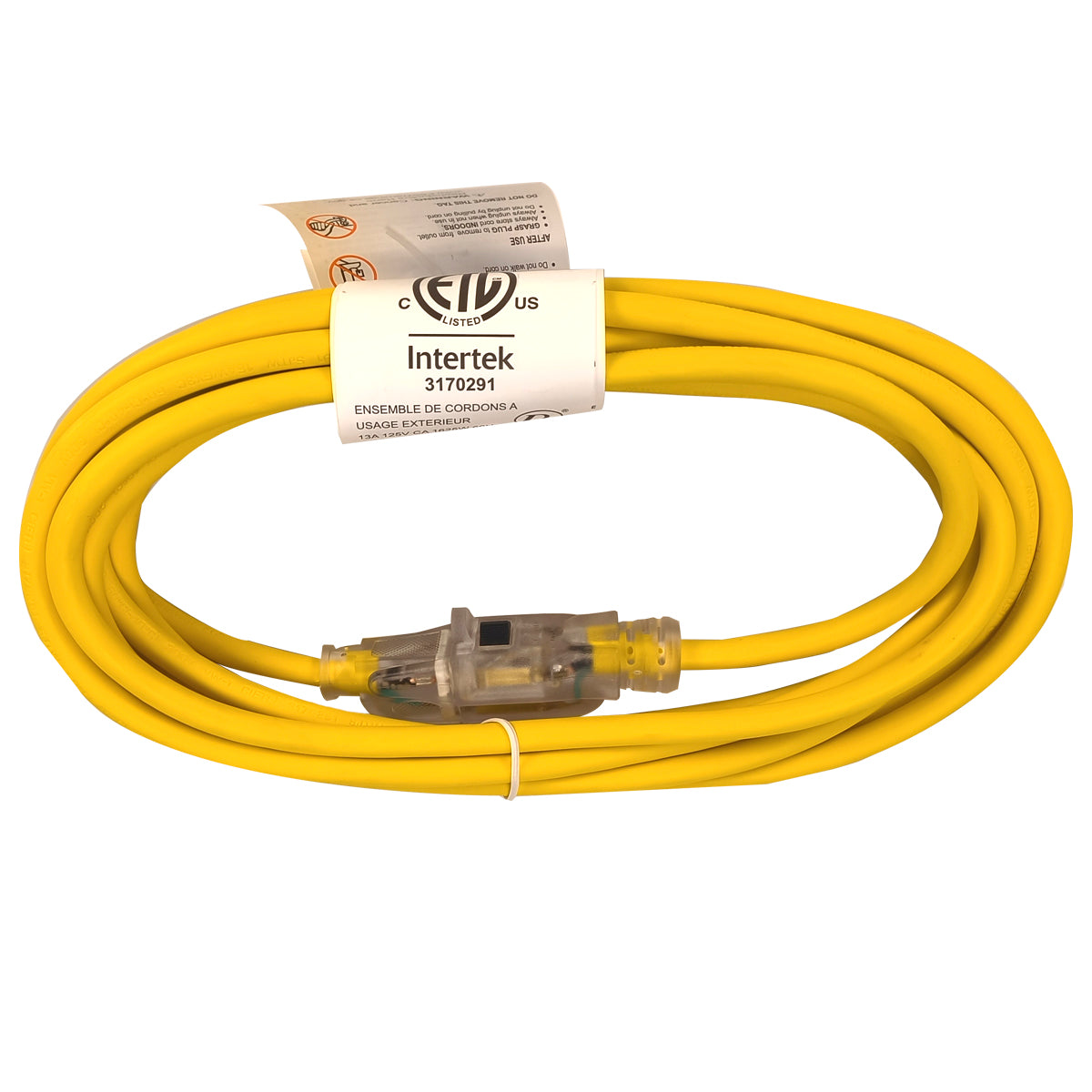 Toolway 140016, Extension Cord Outdoor SJTW 16/3 Lighted Single Tap Yellow 5m/16.4'