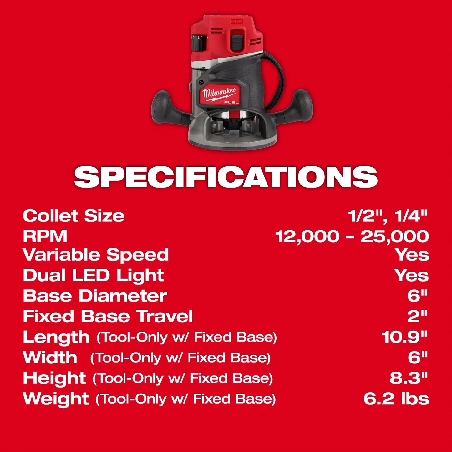 Milwaukee 2838-20, M18 FUEL™ 1/2" Router