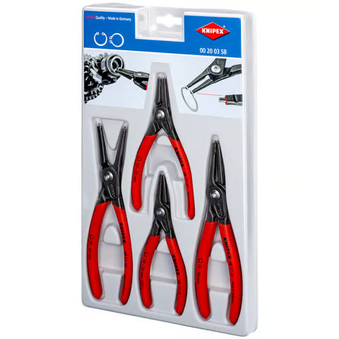 Knipex 00 20 03 SB, 4-Piece Precision Circlip Snap-Ring Pliers Set