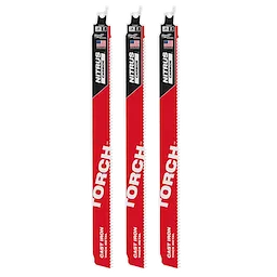 Milwaukee 48-00-5363, 12” 7TPI The TORCH with NITRUS Carbide for Cast Iron SAWZALL Blade (3/pkg)