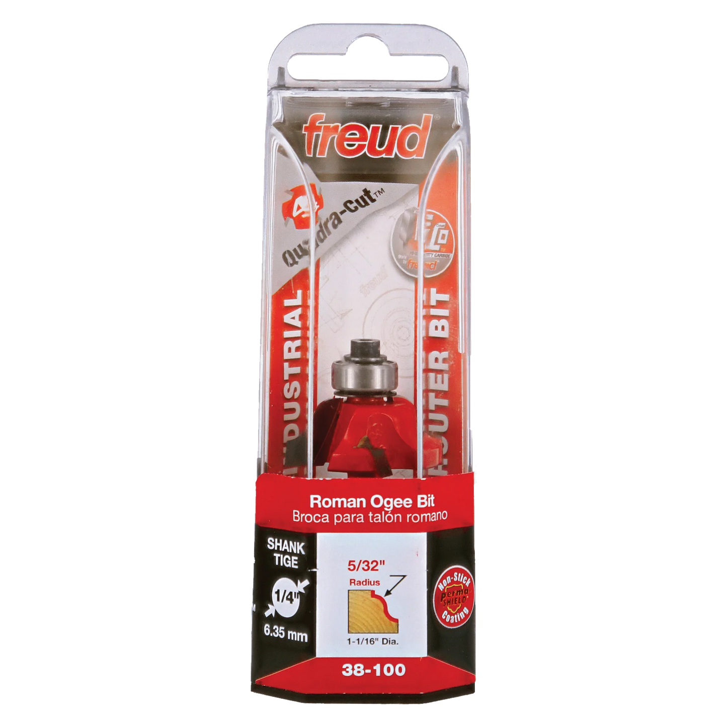 Freud 38-100, Carbide Router Bit - 1-1/16" x 2-3/16" Roman Ogee Bit (1/2" Carbide Height)