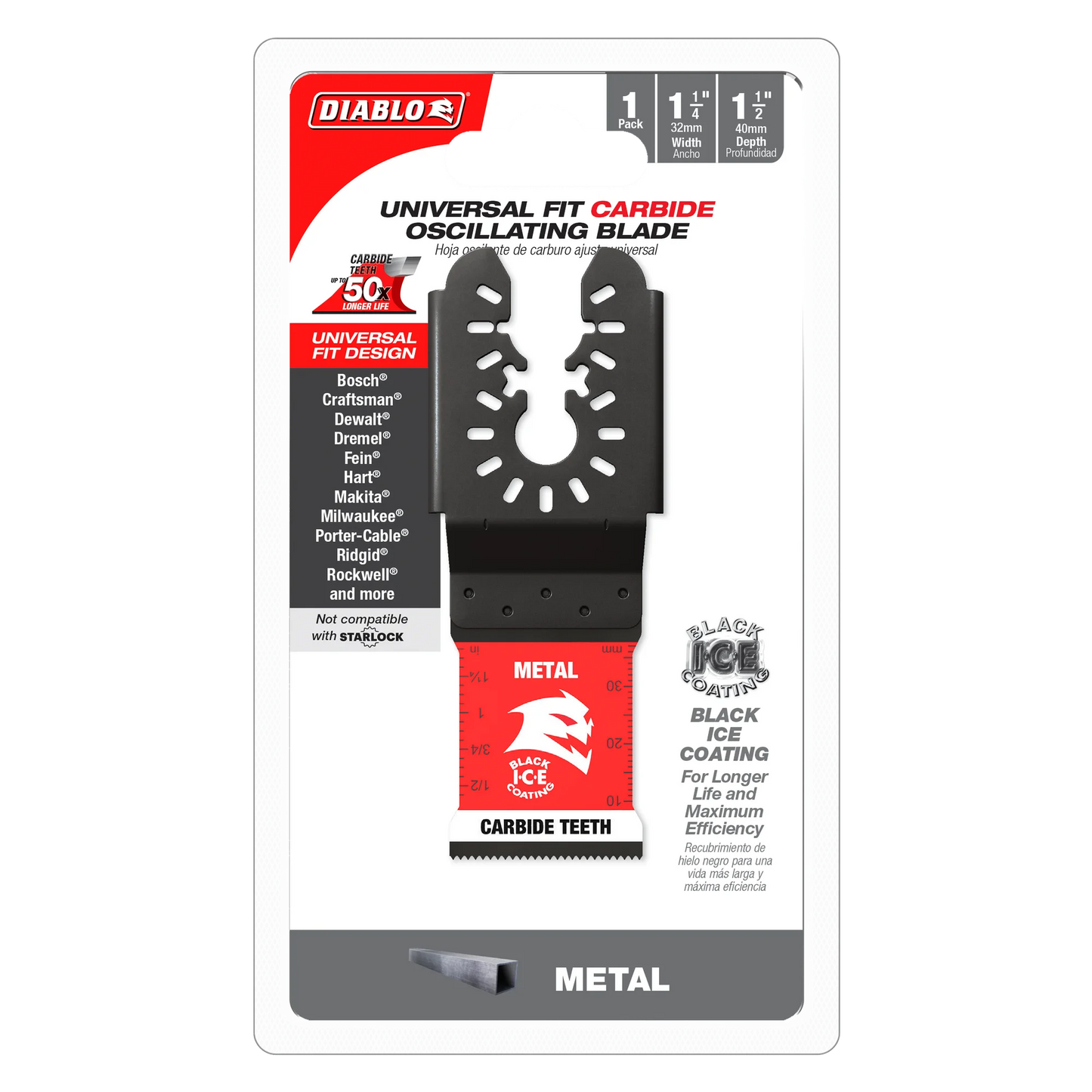 Diablo DOU125CF, 1-1/4" AMPED™ Steel Demon™ Universal Fit Carbide Teeth Oscillating Blade for Metal