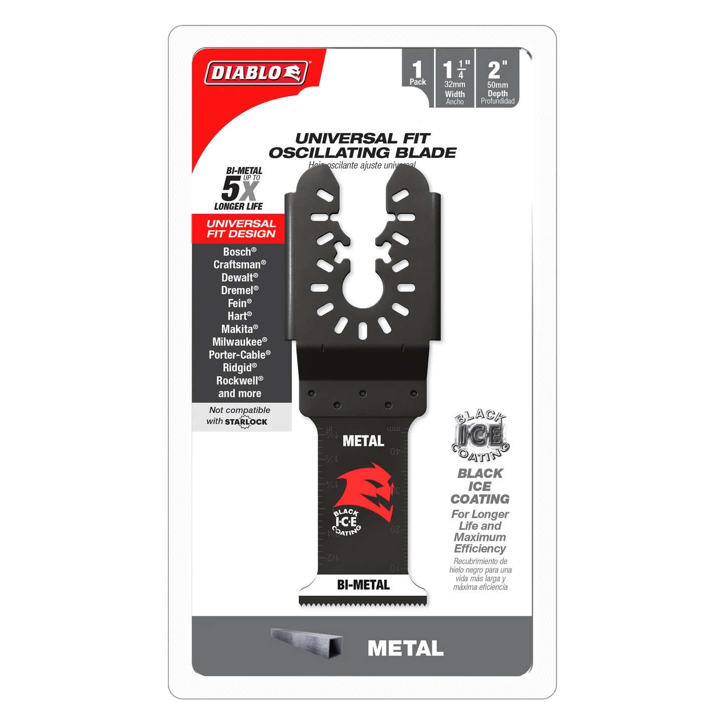 Diablo DOU125BF, 1-1/4" Steel Demon™ Universal Fit Bi-Metal Oscillating Blade for Metal