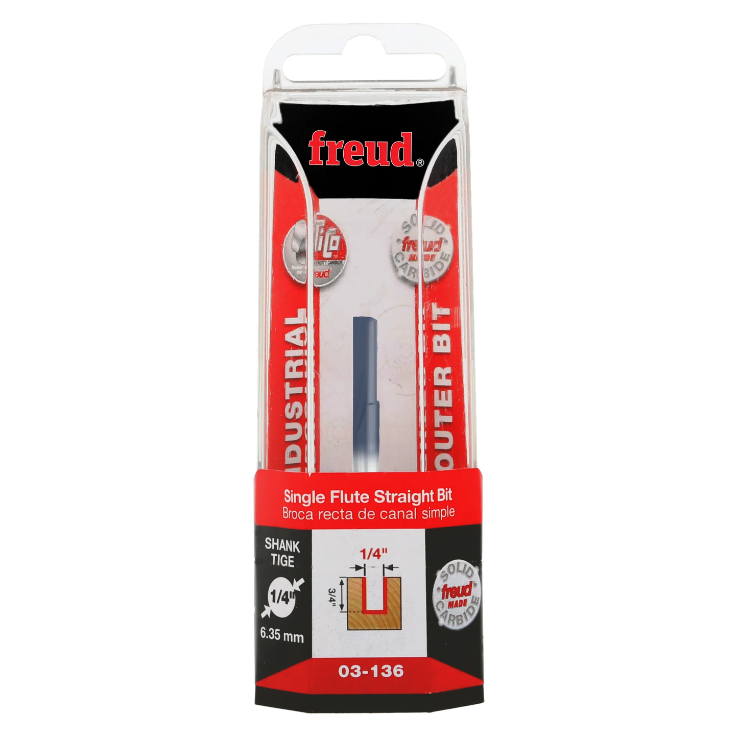 Freud 03-136, 1/4" Single Flute Straight Bit (1/4" Shank)