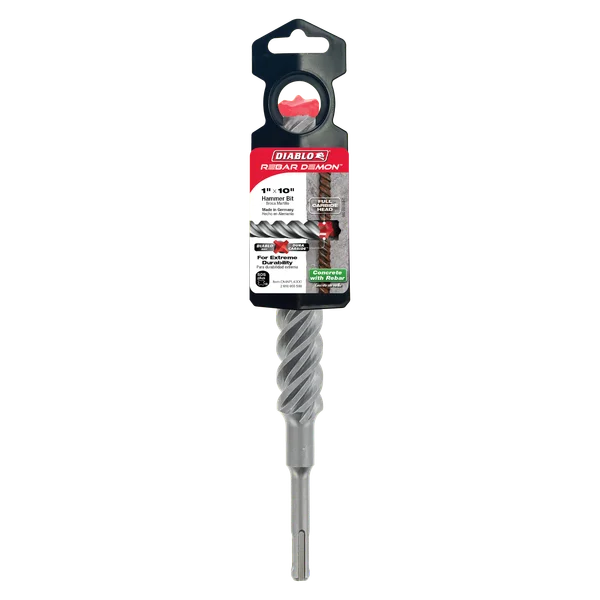 Diablo DMAPL4300, Rebar Demon™ SDS-Plus 4-Cutter Full Carbide Head Hammer Drill Bit 1" x 8" x 10"
