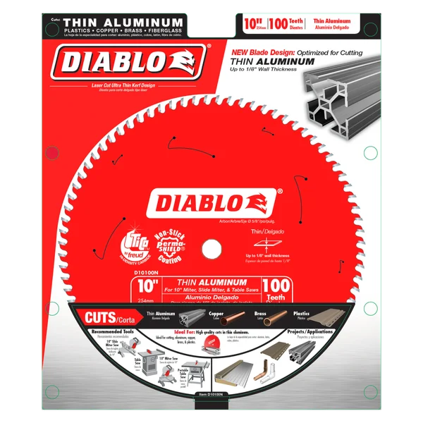 Diablo D10100N, 10 in. x 100 Tooth Thin Aluminum Cutting Saw Blade