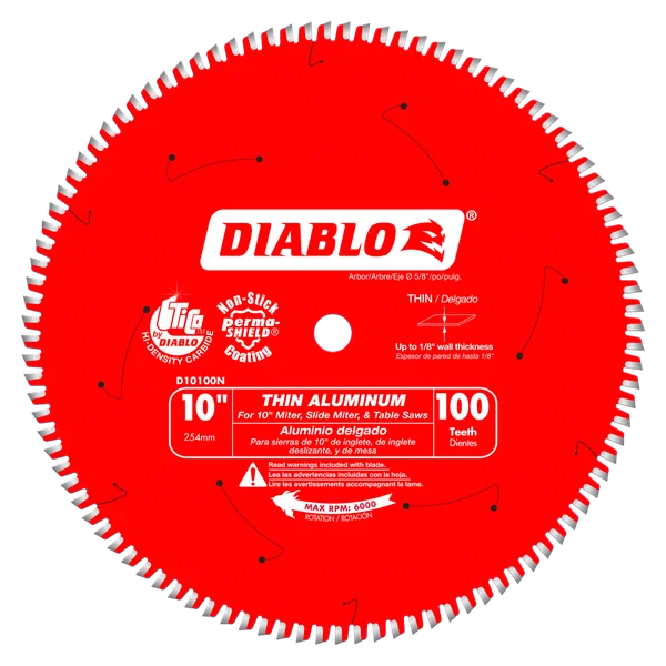 Diablo D10100N, 10 in. x 100 Tooth Thin Aluminum Cutting Saw Blade