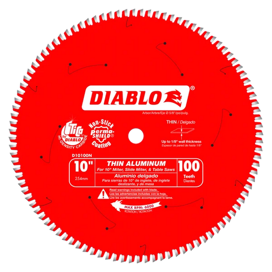 Diablo D10100N, 10 in. x 100 Tooth Thin Aluminum Cutting Saw Blade