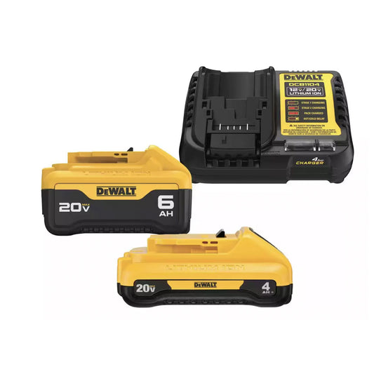 DEWALT DCB2460C, 20V MAX XR Lithium-Ion Batteries and Fast Charger Starter Kit (4 AH/6 AH)
