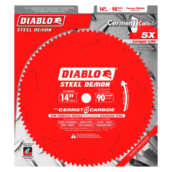 Diablo D1490CF, 14 in. x 90 Tooth Cermet II Saw Blade for Metals and Stainless Steel