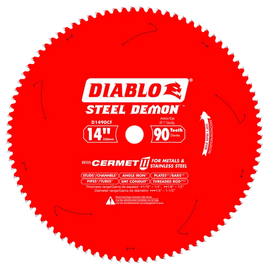 Diablo D1490CF, 14 in. x 90 Tooth Cermet II Saw Blade for Metals and Stainless Steel