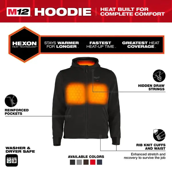 Milwaukee M200B-21,  M12 BLACK HEATED HOODIE KIT