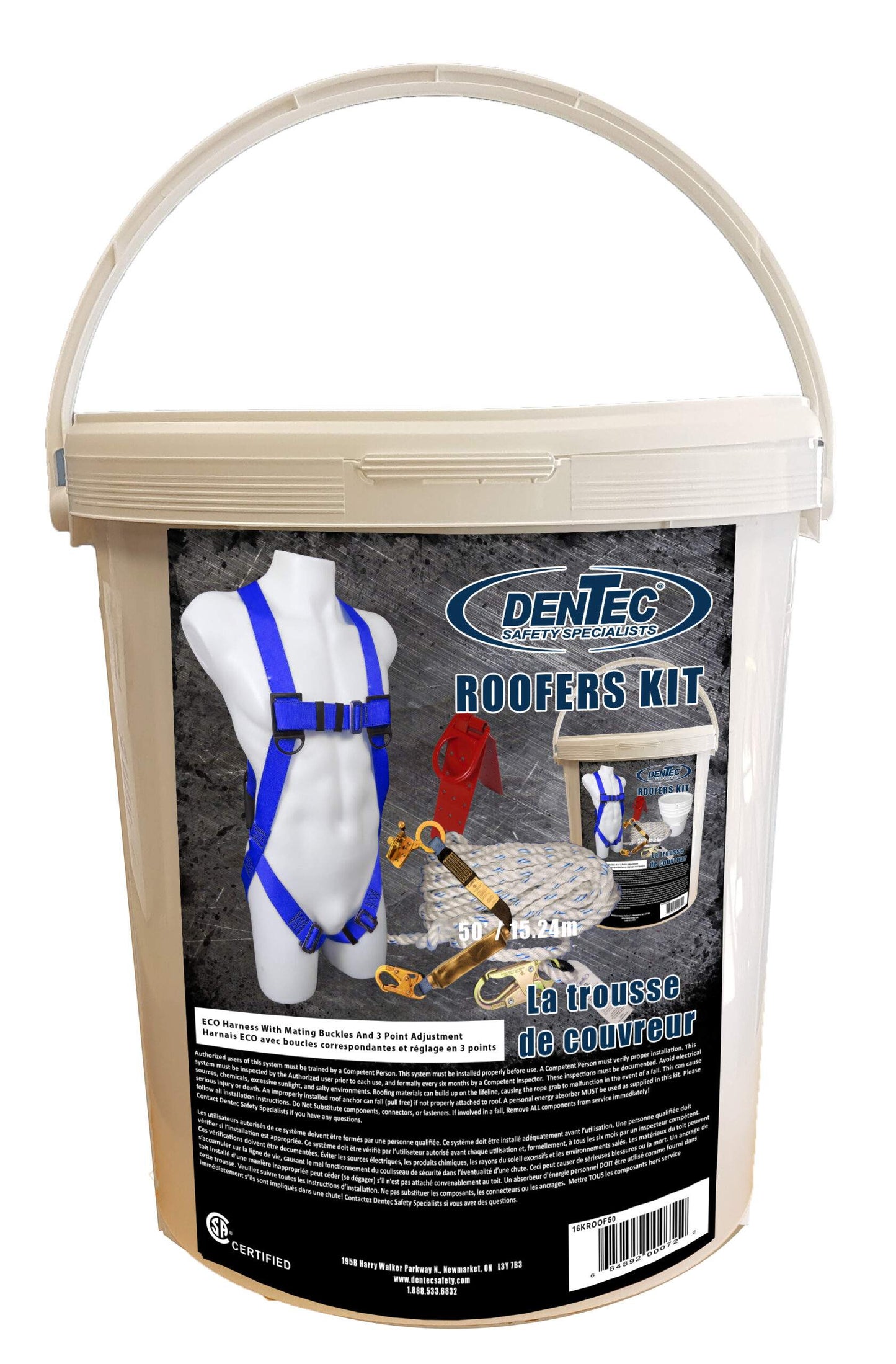 Dentec 16KROOF50, ECO ROOFER'S KIT / 50' / 2' SA LANYARD WITH ROPE
