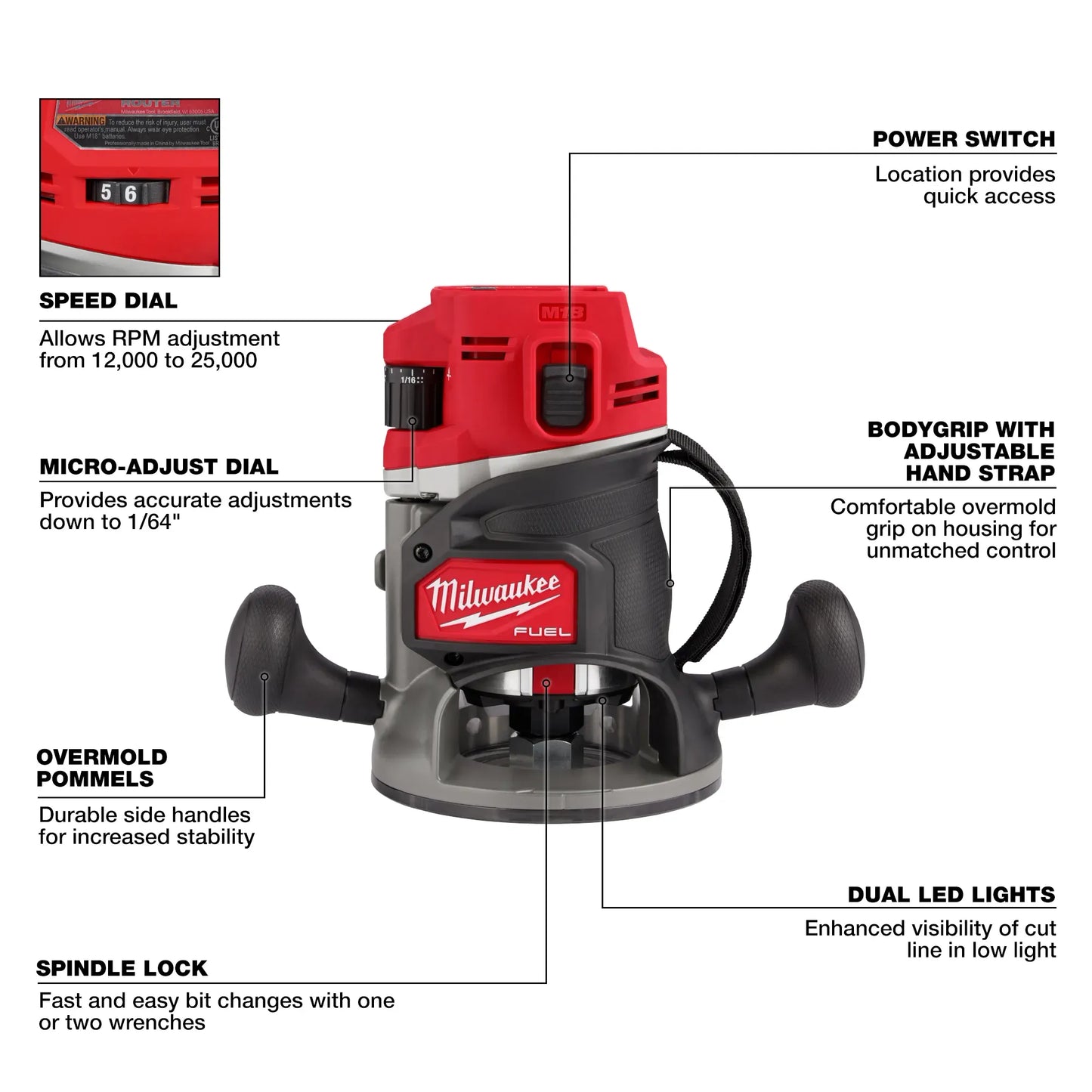 Milwaukee 2838-20, M18 FUEL™ 1/2" Router