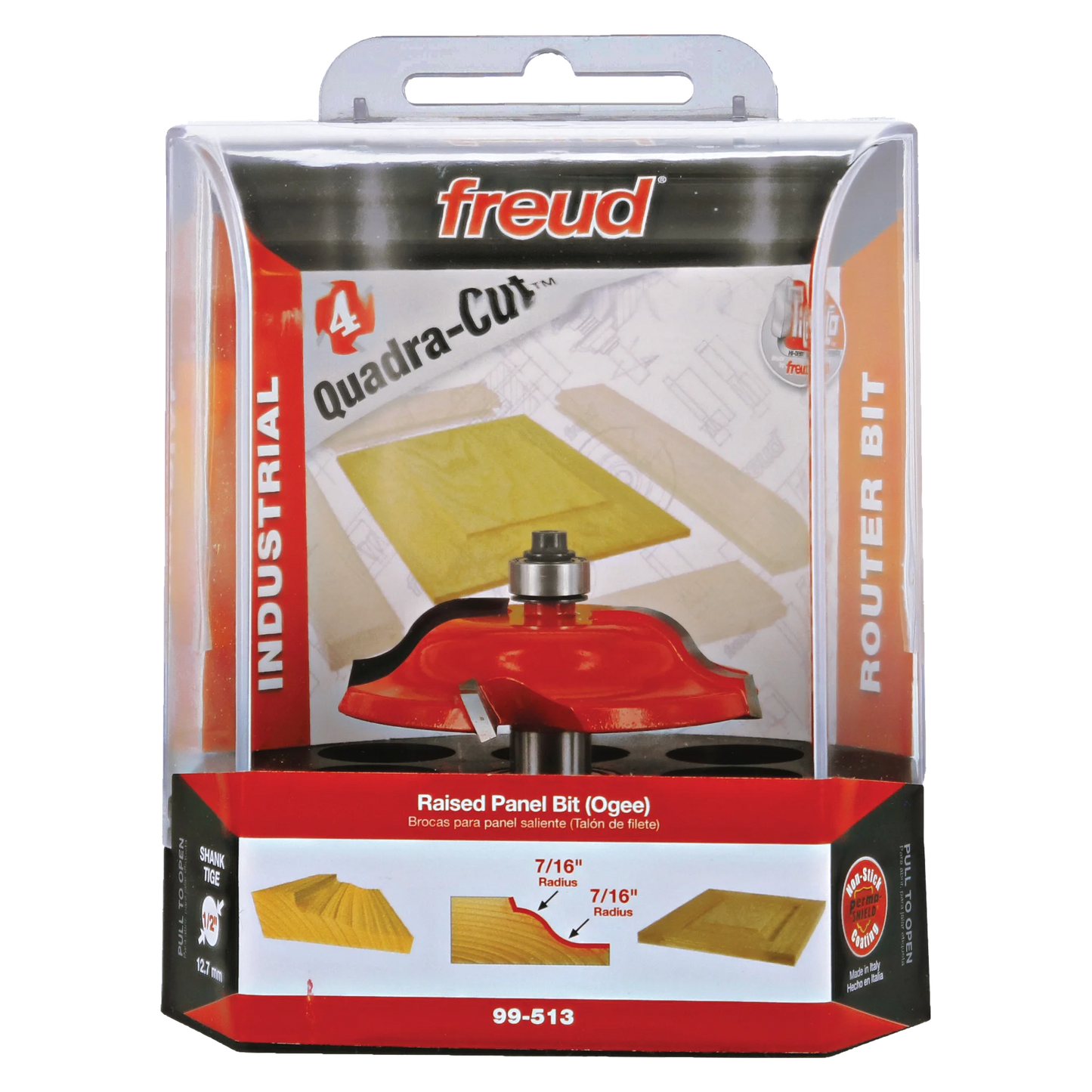 Freud 99-513, Carbide Router Bit - 2-3/4" x 2-1/2" 2+2 Raised Panel Bit (15/64" Minor Height)