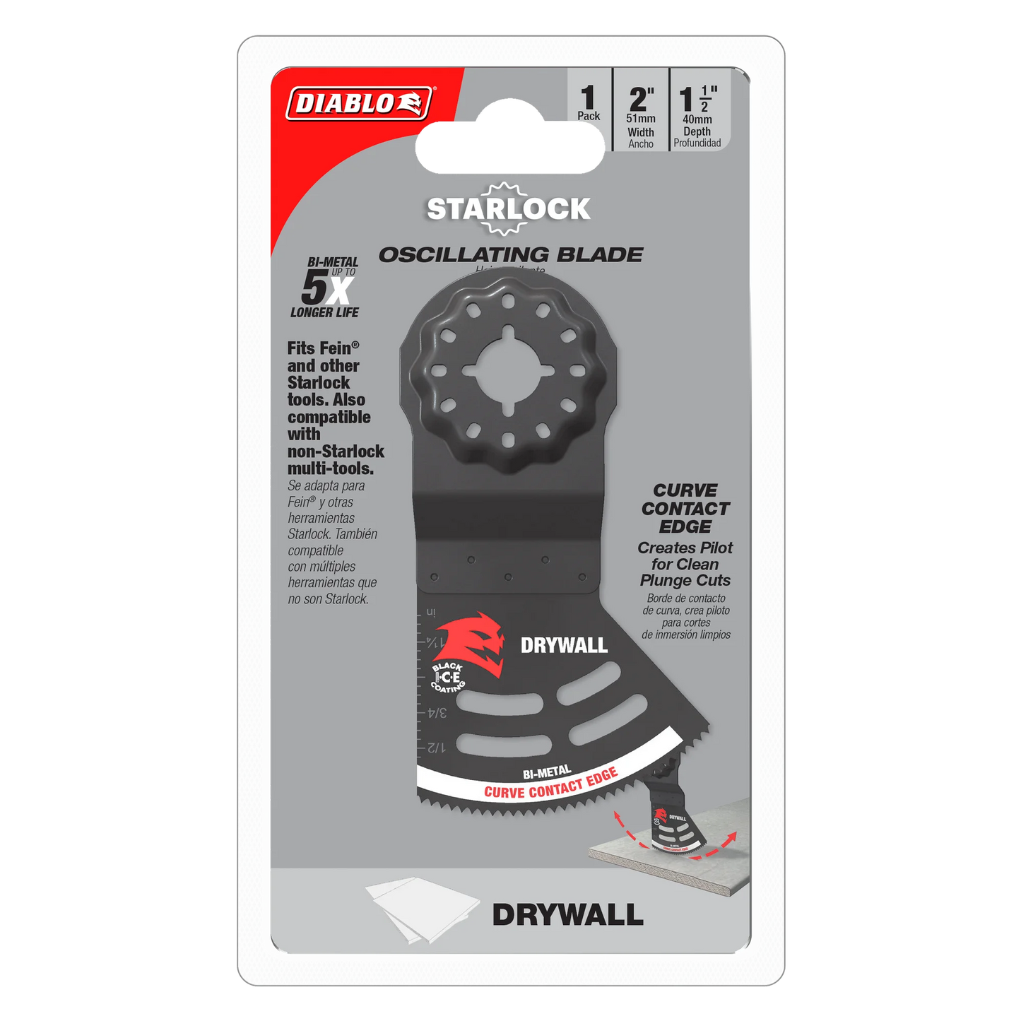 Diablo DOS200RBD, 2" Starlock Bi-Metal Oscillating Blade for Drywall