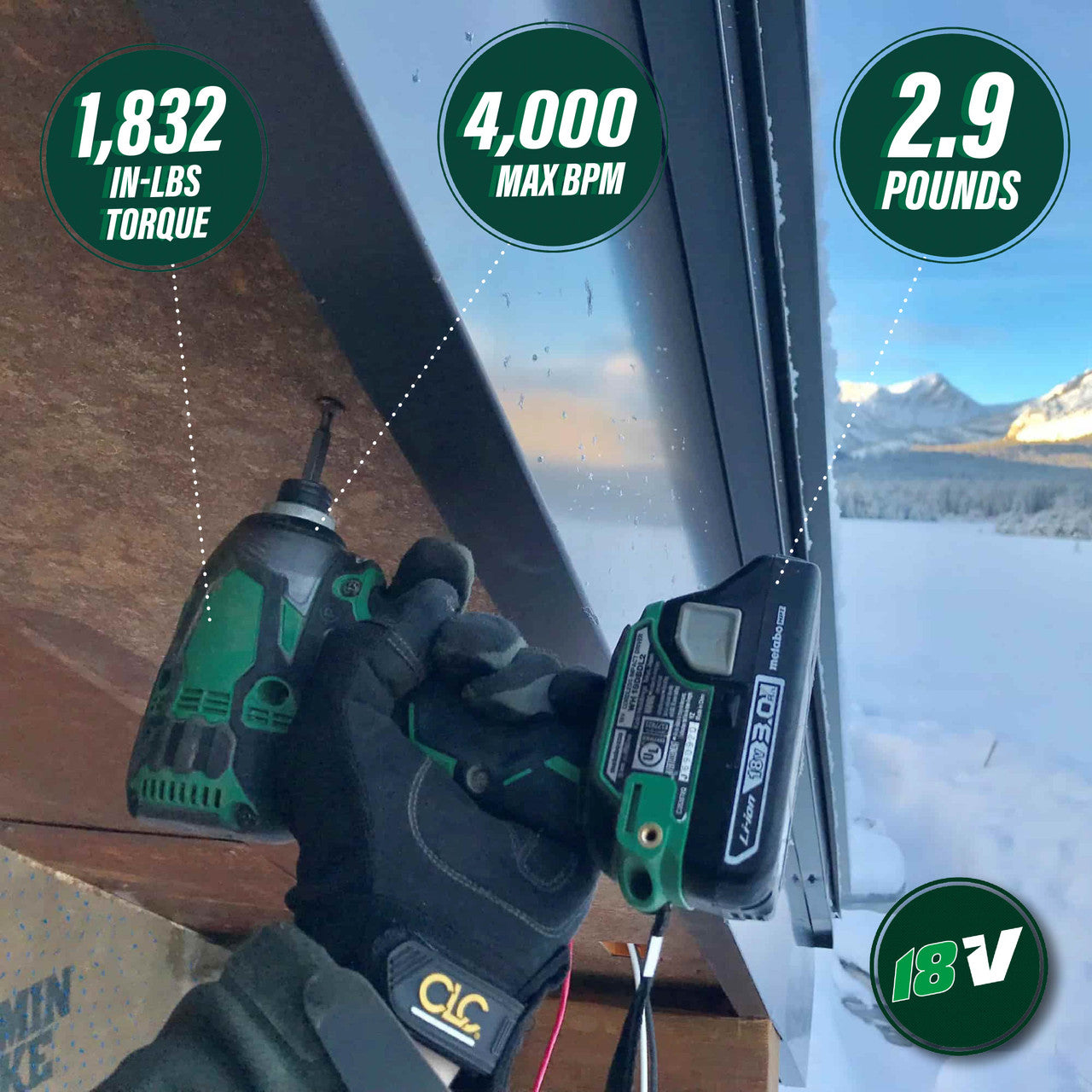 Metabo HPT WH18DBDL2, 18V Brushless Impact Driver. Triple Hammer. IP56. 3 Ah Battery