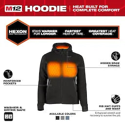 Milwaukee F200B-21,   M12 BLACK HEAT WOMENS HOODIE KIT