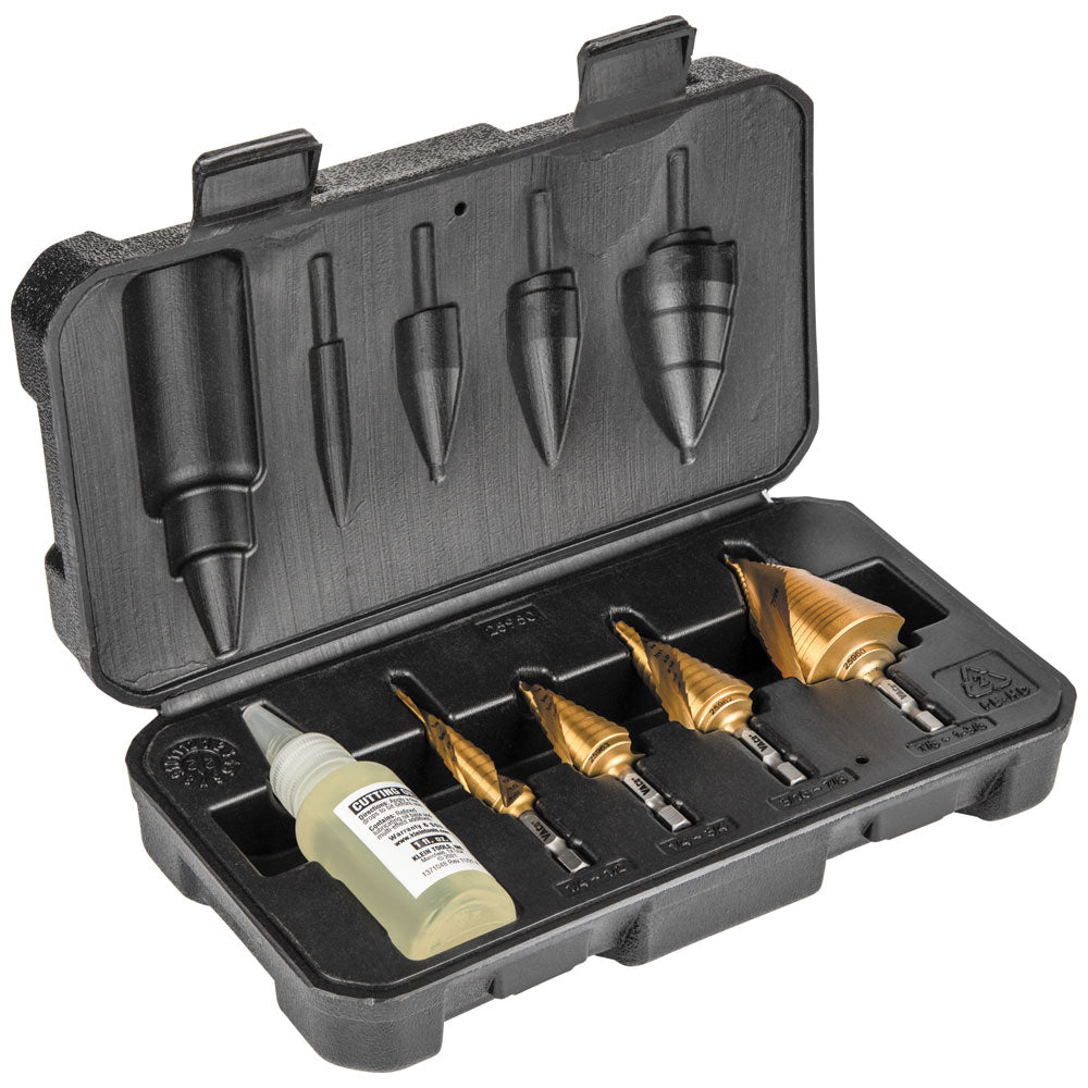 Klein Tools 25950, Step Bit Kit, Spiral Double-Fluted, VACO, 4-Piece