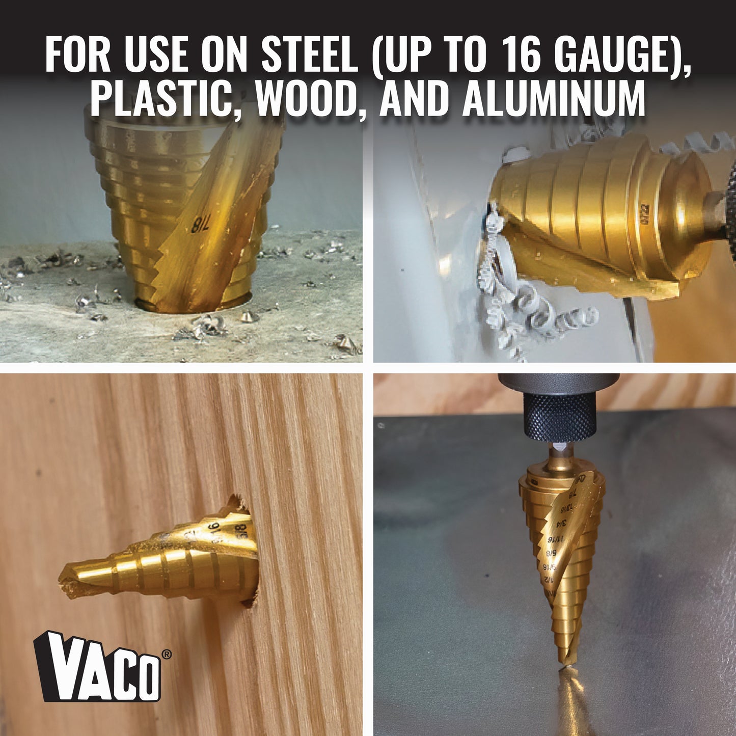 Klein Tools 25951, Step Bit Kit, Spiral Double-Fluted, VACO, 3-Piece