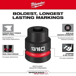 Milwaukee 49-66-7841, SHOCKWAVE Impact Duty™ 1" Drive 13/16" Standard 4 Point Square Socket