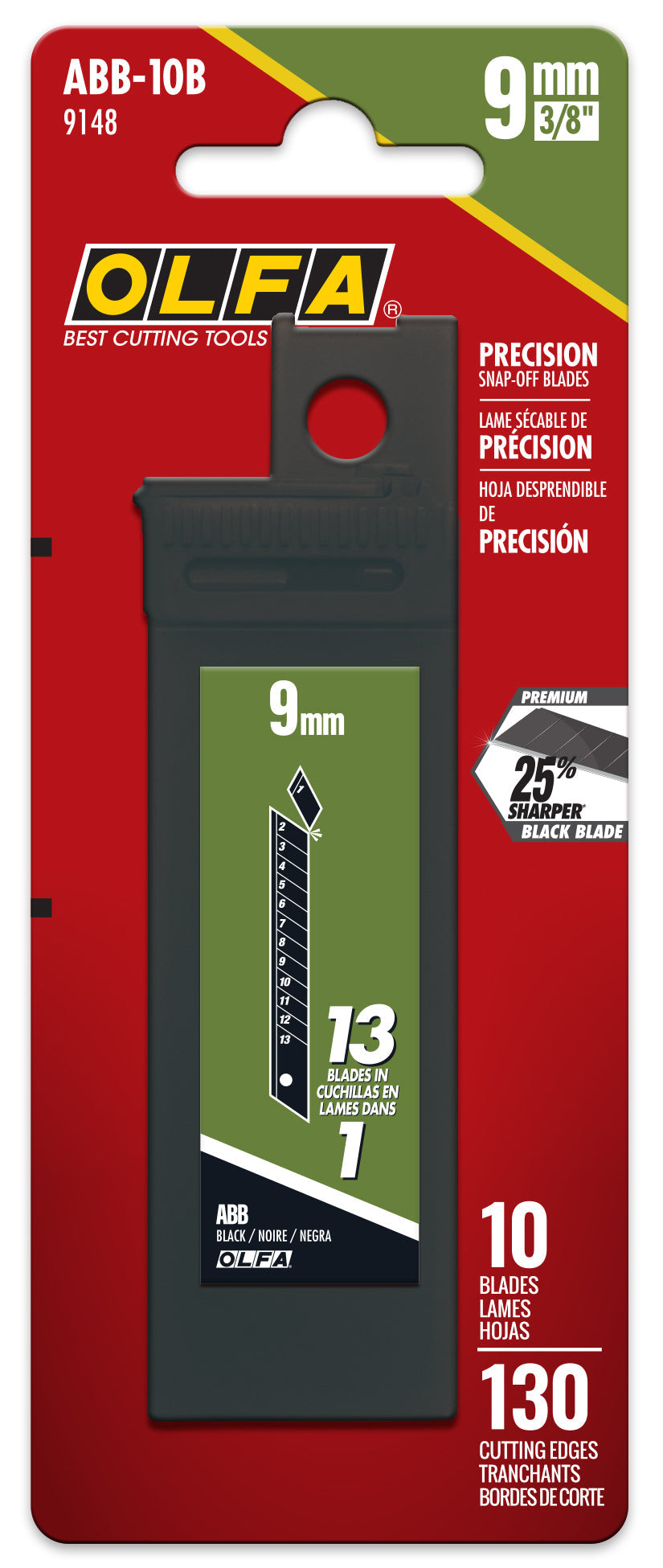 OLFA 9148, 9mm ABB Black Snap Blades - 10 Pack (ABB-10B)