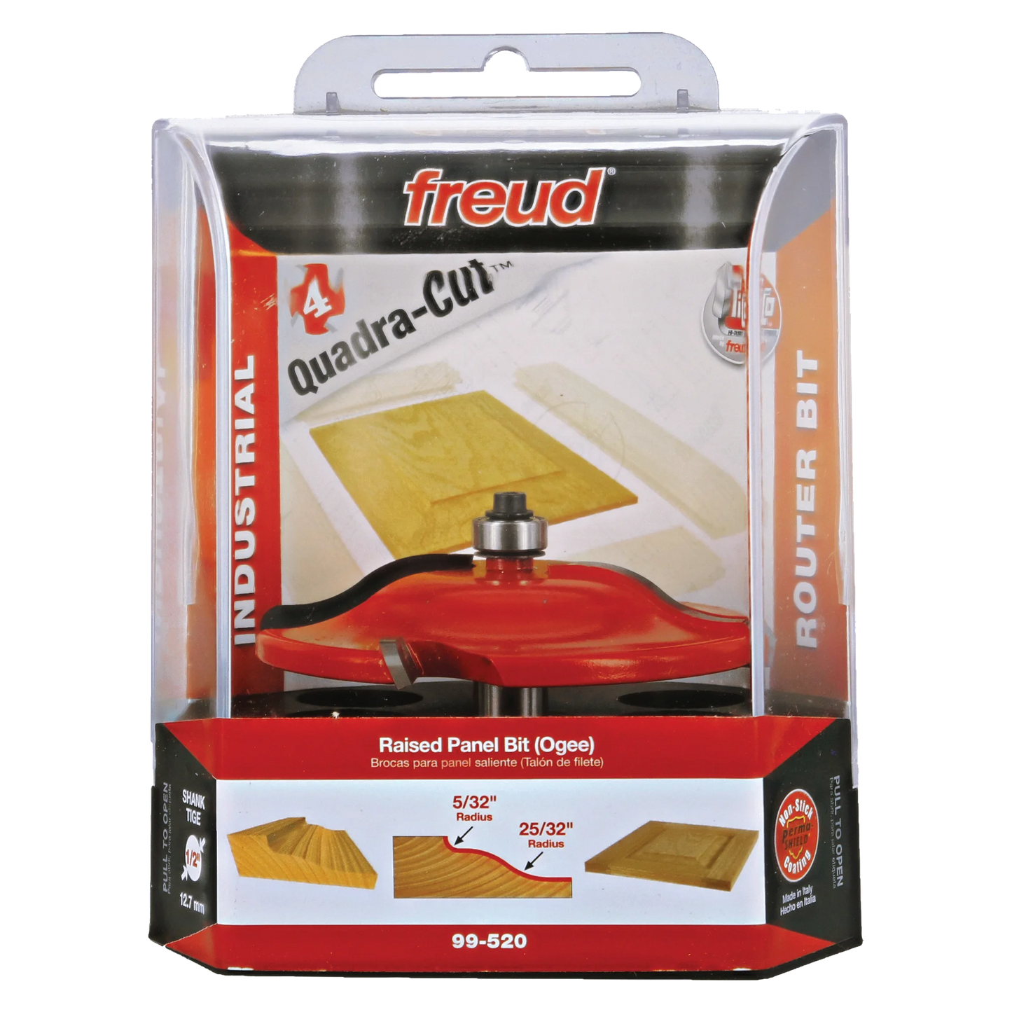 Freud 99-520, Carbide Router Bit - 3-1/2" x 2-1/2" 2+2 Raised Panel Bit (7/32" Minor Height)