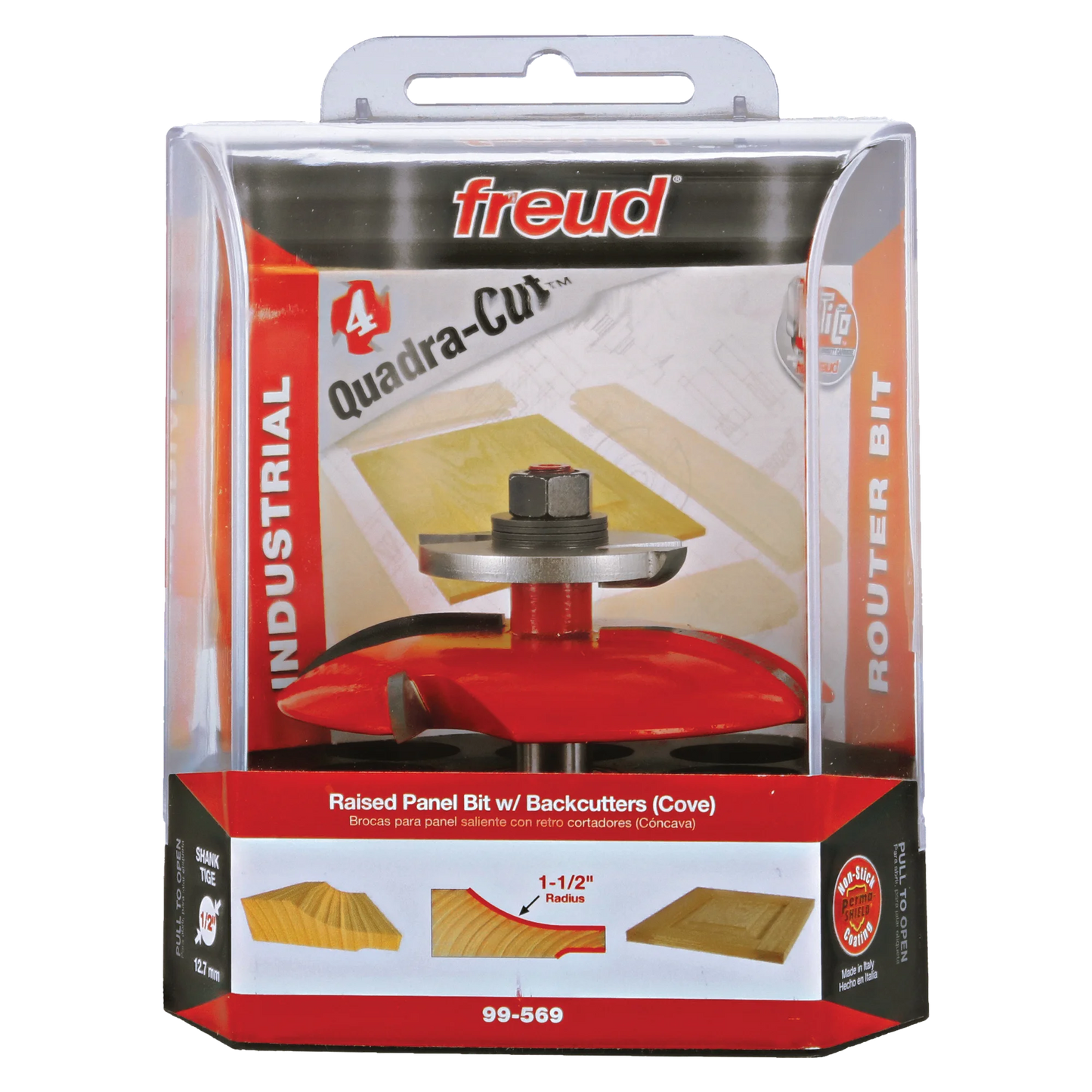 Freud 99-569, Carbide Router Bit - 3-1/2" x 3" 2+2 Raised Panel Bit with Backcutter (1-1/2" Large Radius)