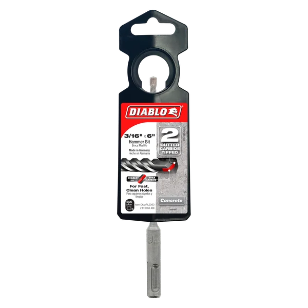 Diablo DMAPL2050, SDS-Plus 2-Cutter Carbide-Tipped Hammer Drill Bit 3/16" x 4" x 6"