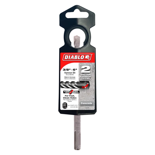 Diablo DMAPL2220, SDS-Plus 2-Cutter Carbide-Tipped Hammer Drill Bit 3/8" x 4" x 6"