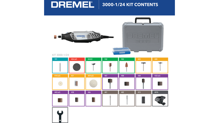 DREMEL 3000-1/24, 3000 Rotary Tool (1 Attachment, 24 Accessories)