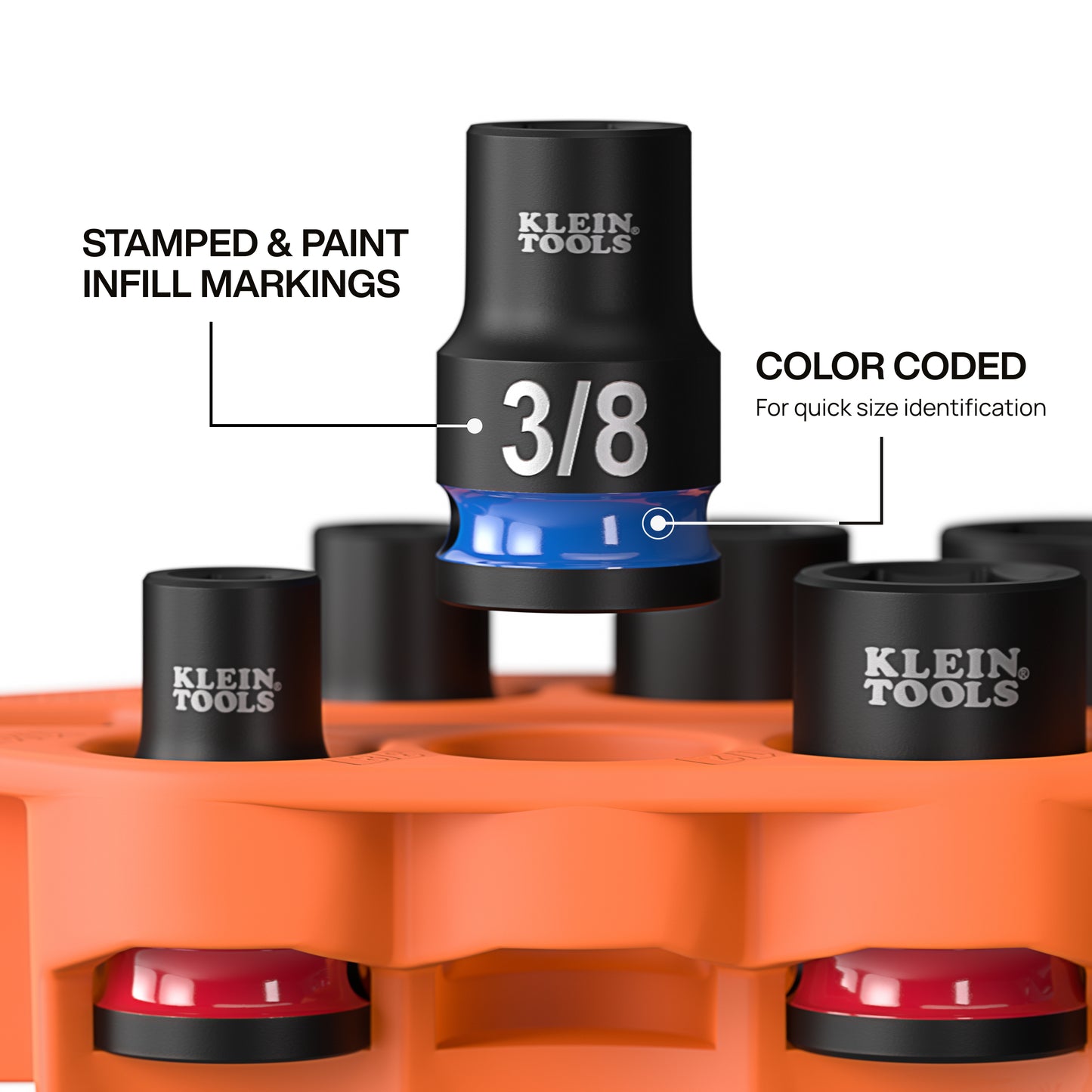 Klein Tools 33808, Grab-And-Go Impact Socket Set, SAE, 7-Piece