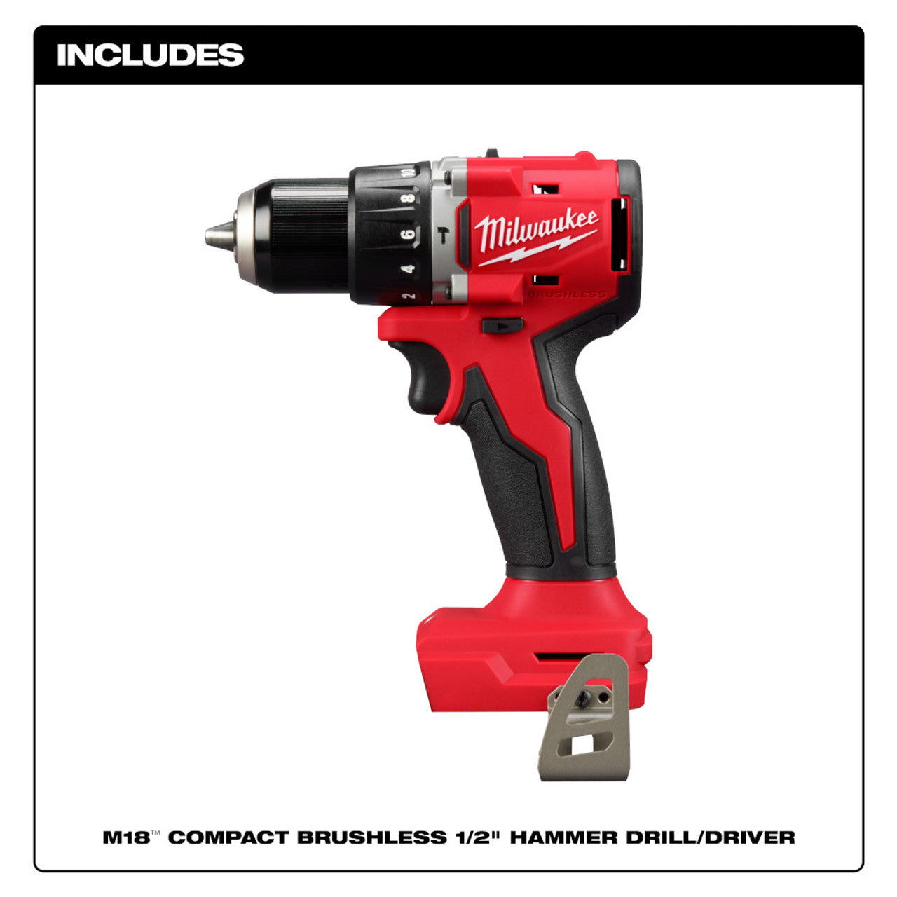 Milwaukee 3602-20, M18™ Compact Brushless 1/2" Hammer Drill/ Driver