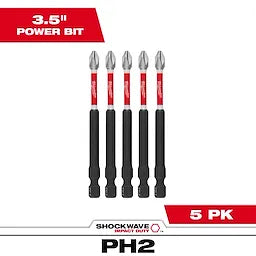 Milwaukee 48-32-4564, SHOCKWAVE 3.5" PH2 IMPACT BIT (5PK)