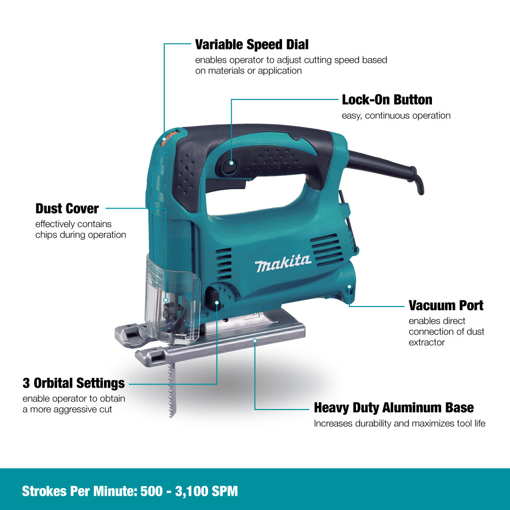 Makita 4329K, Jig Saw - VS Orbital w/ Carrying Case