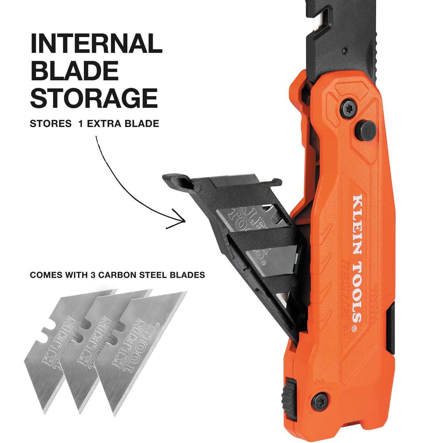 Klein Tools 44306, FLICKBLADE™ 2-in-1 Utility Knife / Scraper with Blade Storage