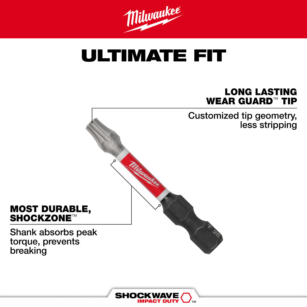 Milwaukee 48-32-4991, SHOCKWAVE™ Impact Duty 1" T45 Insert Bits 2Pk