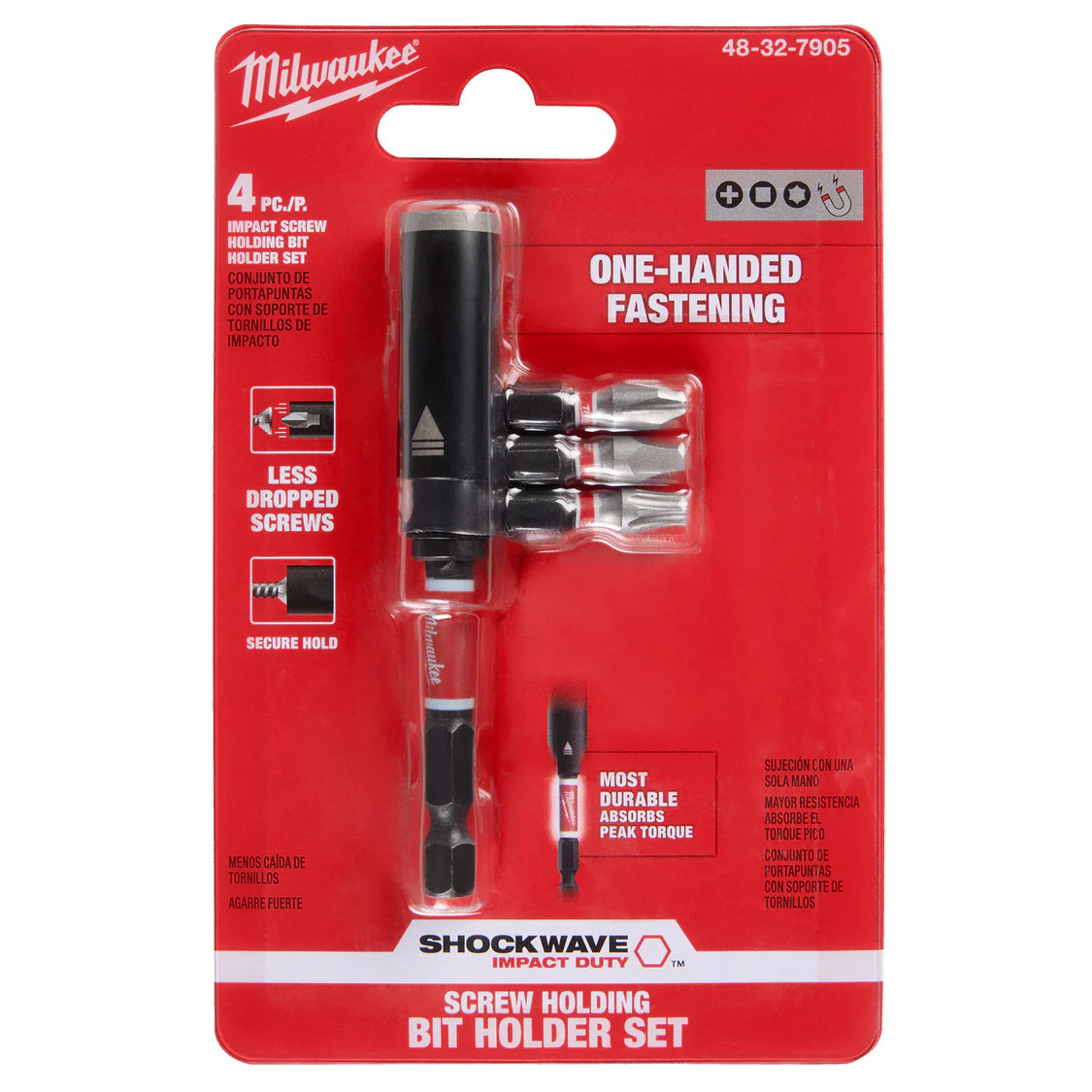 Milwaukee 48-32-7905, SHOCKWAVE™ Impact Duty 3in. Screw-Holding Bit Holder & Insert Bit Set (4Pc)