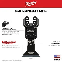 Milwaukee 49-25-1263, Open-Lok 1-3/4'' Titanium Enhanced Bi-Metal Metal Blades (3/pkg)