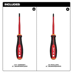 Milwaukee 48-22-2207, 2pc 1000V Insulated Slim Tip Screwdriver Set