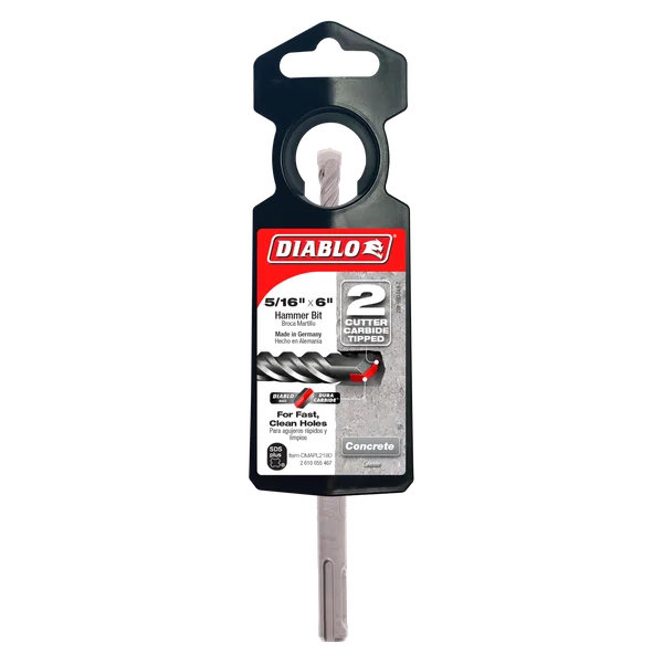 Diablo DMAPL2180, SDS-Plus 2-Cutter Carbide-Tipped Hammer Drill Bit 5/16" x 4" x 6"