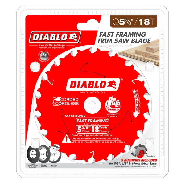 Diablo D053818WMX, 5-3/8 in. x 18 Tooth Fast Framing Saw Blade