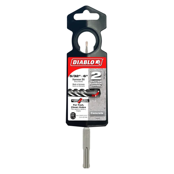 Diablo DMAPL2020, SDS-Plus 2-Cutter Carbide-Tipped Hammer Drill Bit 5/32" x 4" x 6"