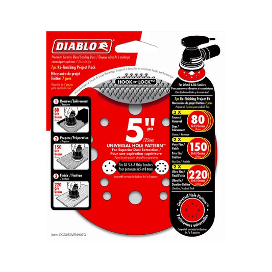 Diablo DCD050VFNH07G, 5 in. ROS Hook & Lock™ Disc Project Pack Refinish 7 pack